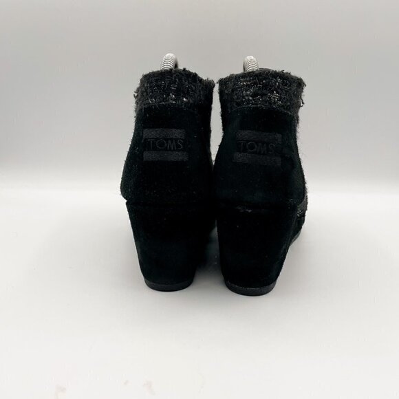 Toms Womens Kala Wedge Ankle Booties Black Suede Size 8.5 Lace Up - Picture 3 of 11
